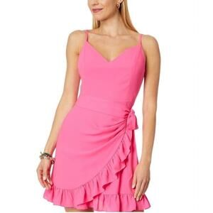 Lilly Pulitzer Alisa Wrap Dress Size 8 Aura Pink Resort Ruffle Chic